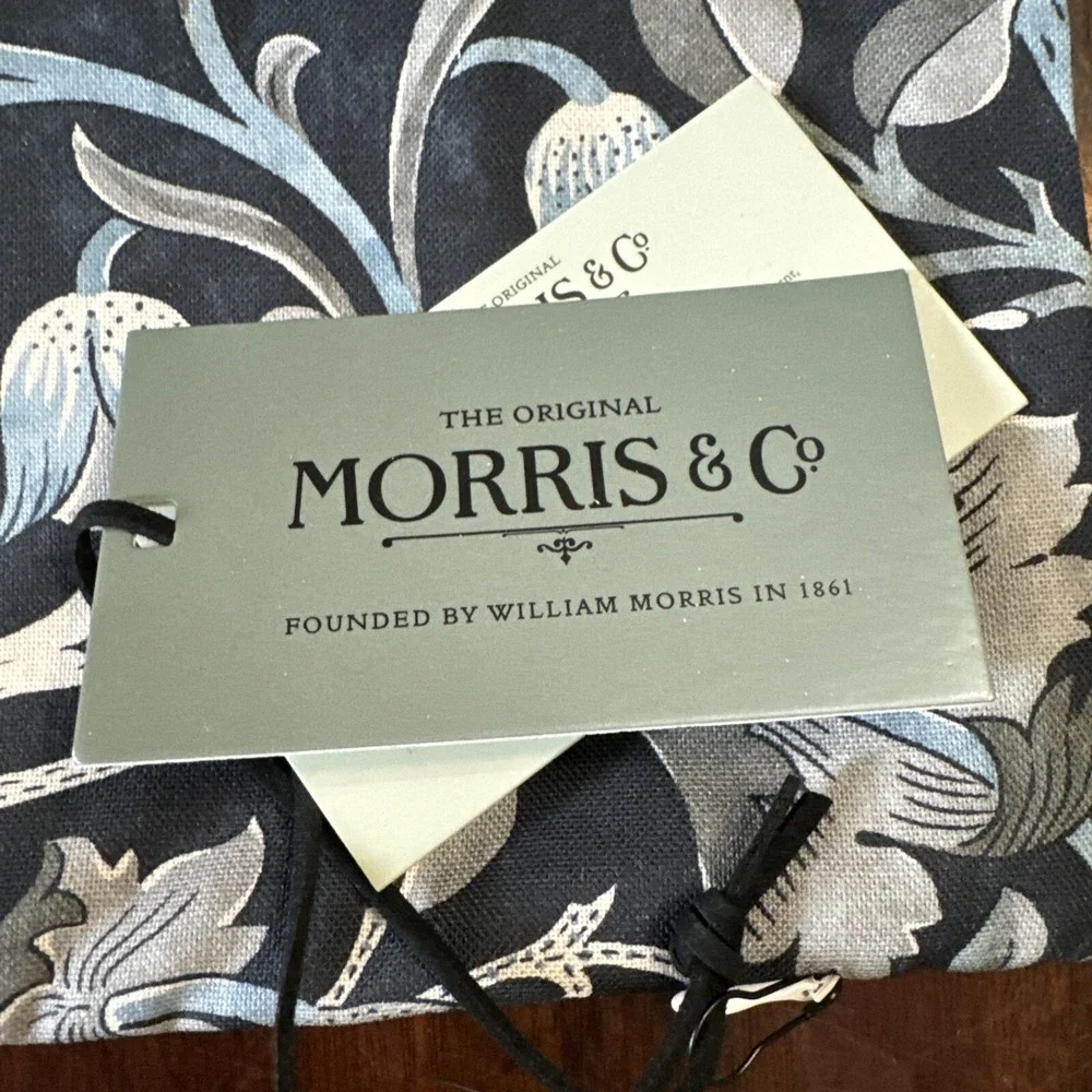 Rejuvenation Morris & Co Pillow Cover Lodden Botanical Print Slate Blue Gray New